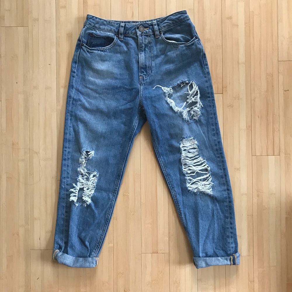 ASOS High-Waisted Ripped Mom Jeans